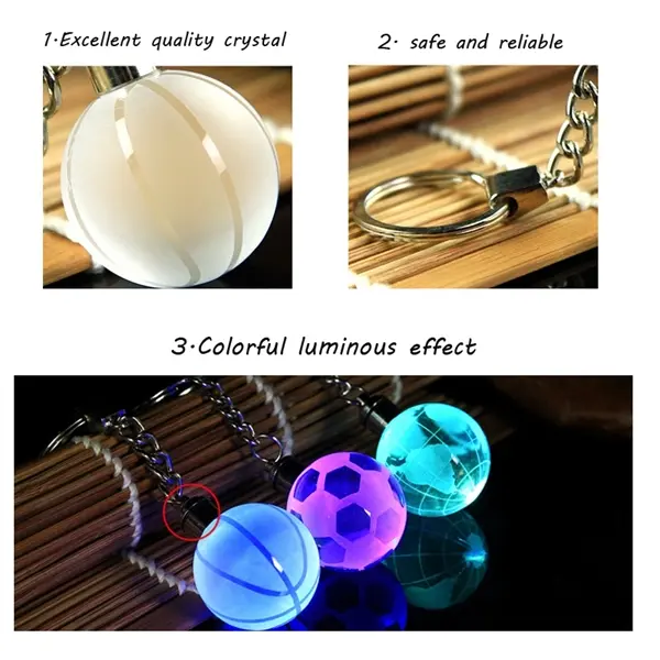 Crystal Football Creative Light Keychain