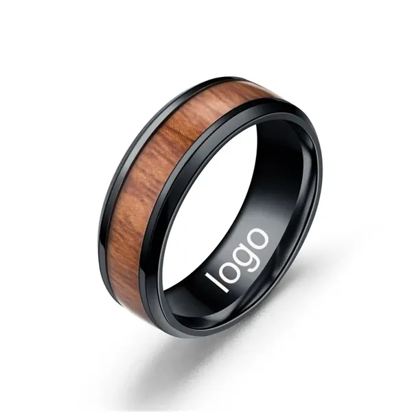 Stainless Steel Wood Ring