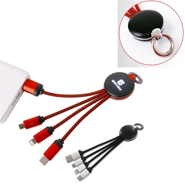 Light-Up 3-In-1 Charging Cable With Key Ring