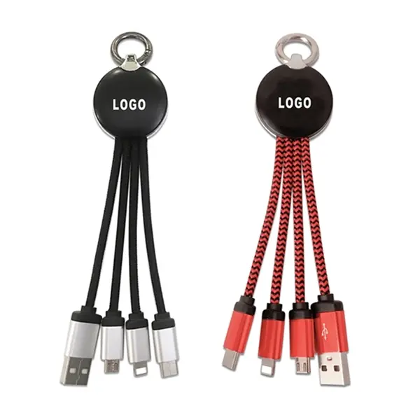 Light-Up 3-In-1 Charging Cable With Key Ring