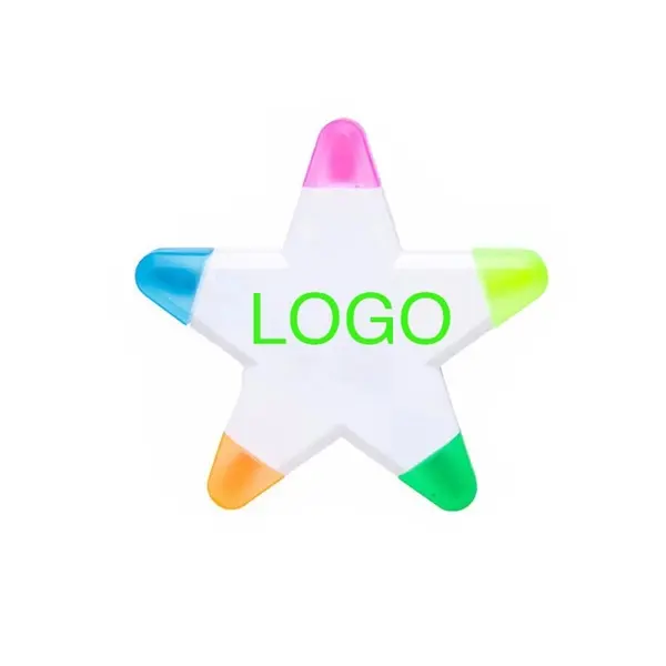 5 Colors in 1 Creative Pentagram Plastic Highlighter Marker