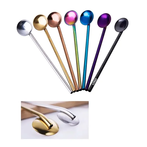 8" 2 in 1 Stainless Steel Spoon Straw