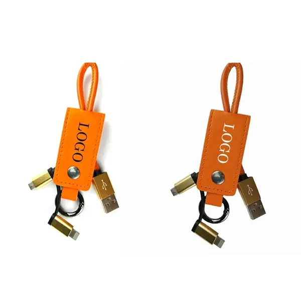 3 In 1 Leather Charging Cable With Keychain