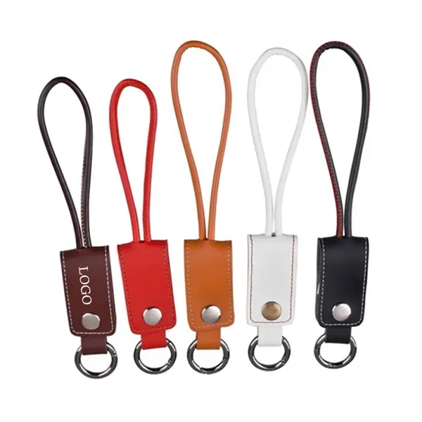 Leather Keychain Phone Charging Cable
