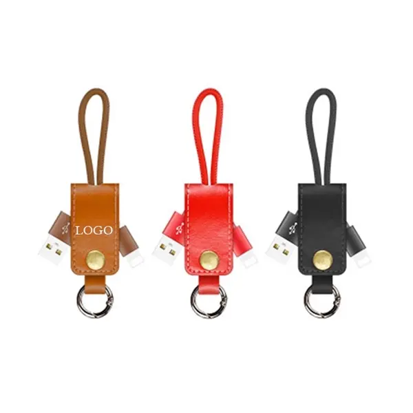 Leather Keychain Phone Charging Cable