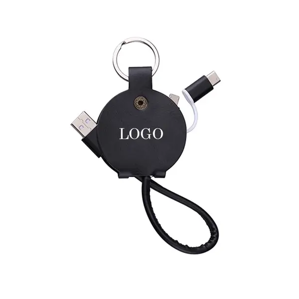 3 In 1 Leather Keychain Phone Cable