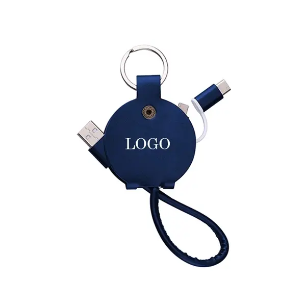 3 In 1 Leather Keychain Phone Cable