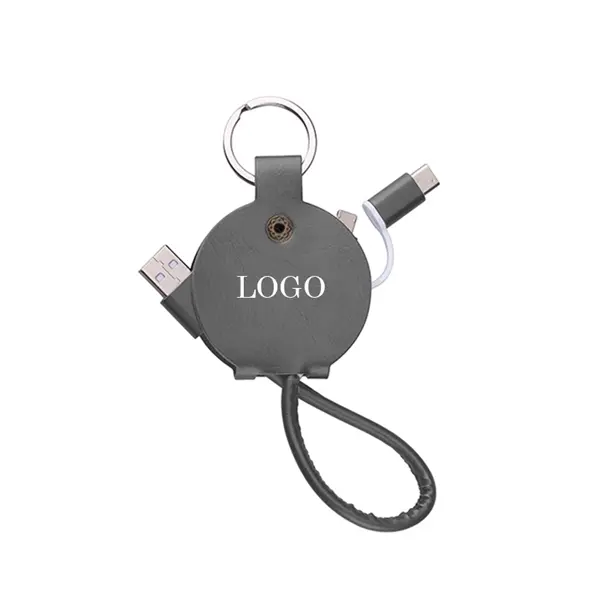 3 In 1 Leather Keychain Phone Cable