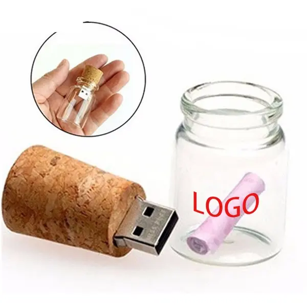 8GB USB 2.0 Glass Drift Bottle with Cork USB Flash Drive Gla