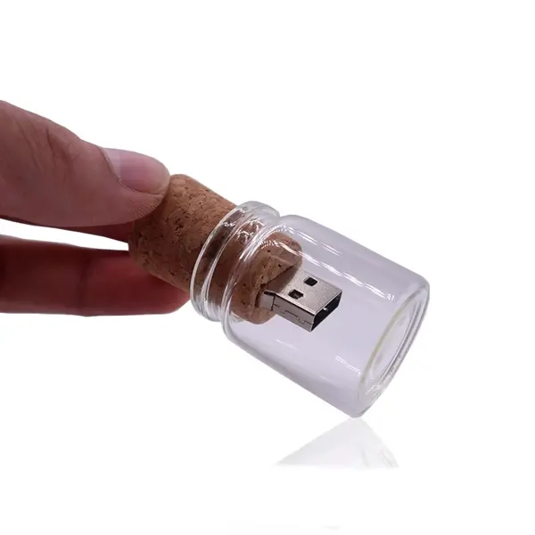 8GB USB 2.0 Glass Drift Bottle with Cork USB Flash Drive Gla