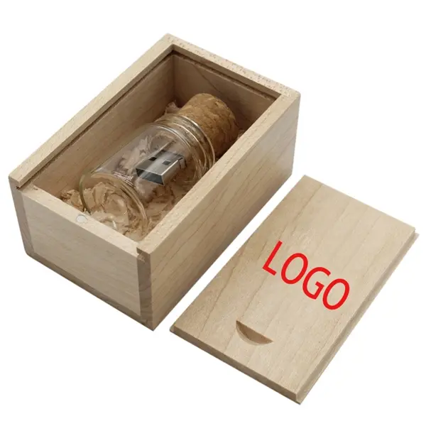 8GB USB 2.0 Glass Drift Bottle with Cork USB Flash Drive Gla