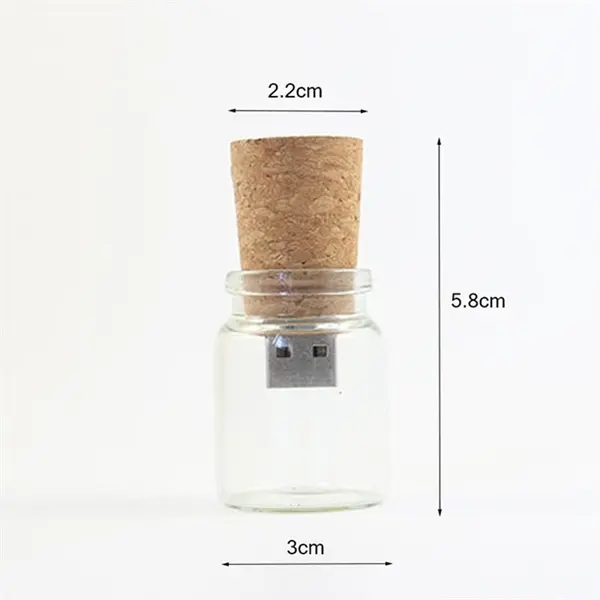 8GB USB 2.0 Glass Drift Bottle with Cork USB Flash Drive Gla