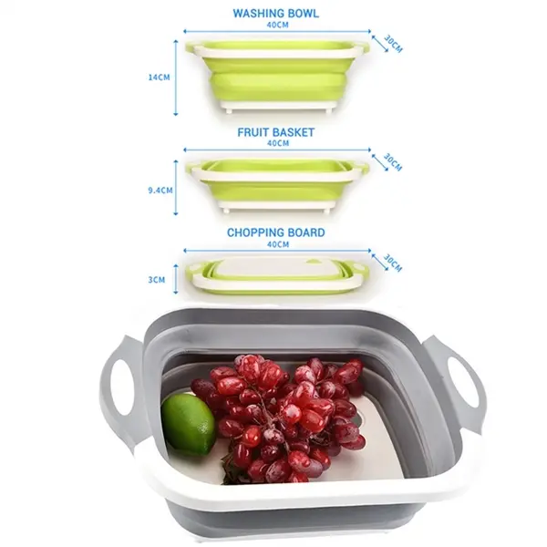 Multifunction Collapsible Wash Basin with Cutting Board