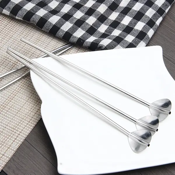2 in 1 Reusable Stainless Steel Straw Spoon
