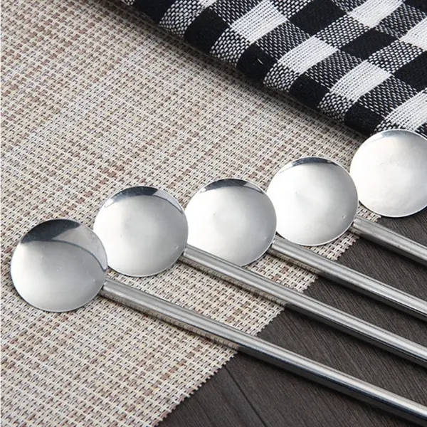 8 In Stainless Steel Cocktail Straw Spoon