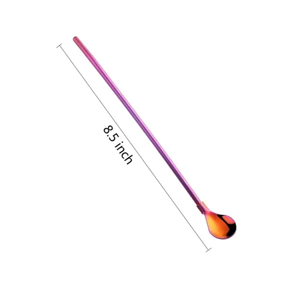 8 In Stainless Steel Reusable Spoon Straw Stirrer