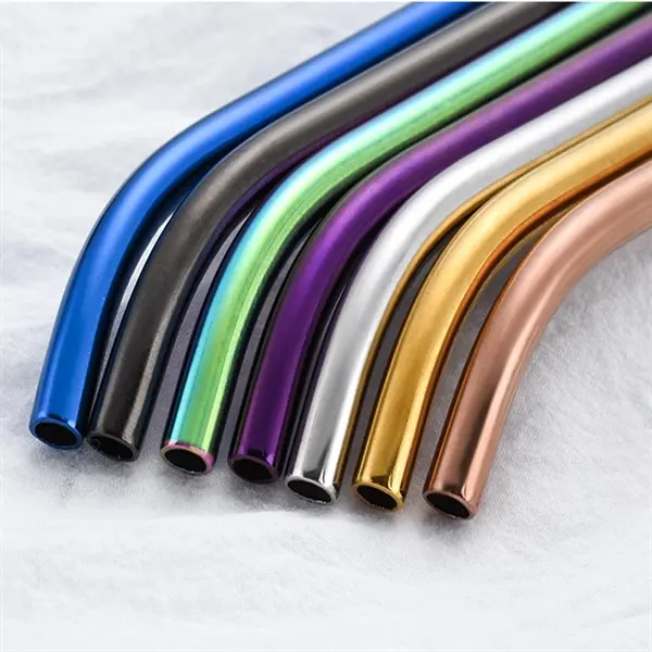 2 in 1 Metal Bent Straw Spoon Stirrers