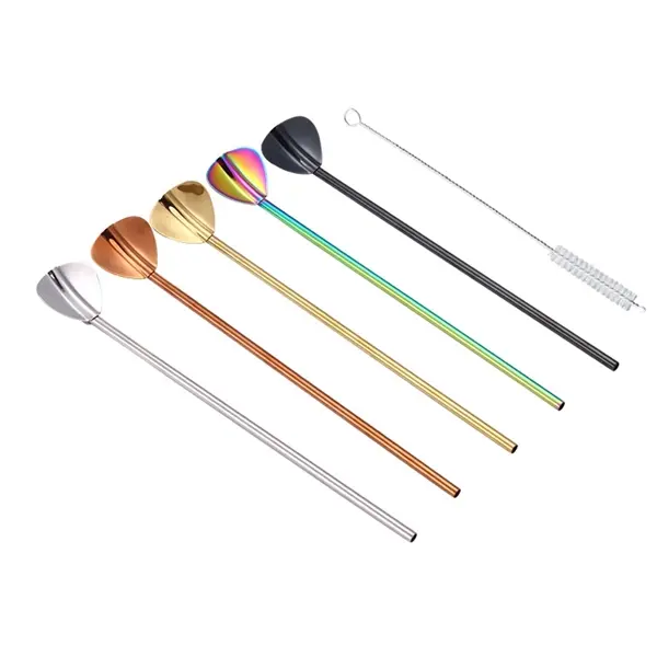 2 in 1 Metal Straw Spoon With Brush