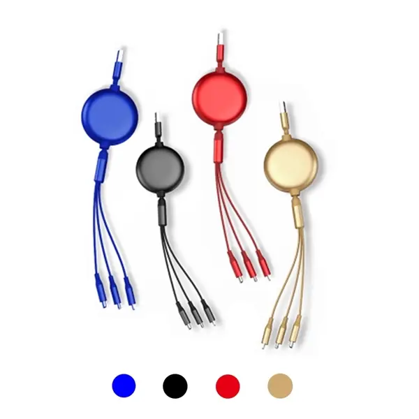 Round 3-in-1 Retractable Charging Cable