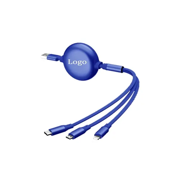 Round 3-in-1 Retractable Charging Cable