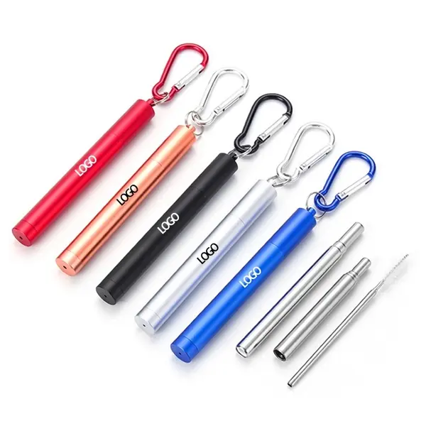 Stainless steel telescopic straw with shell and brush