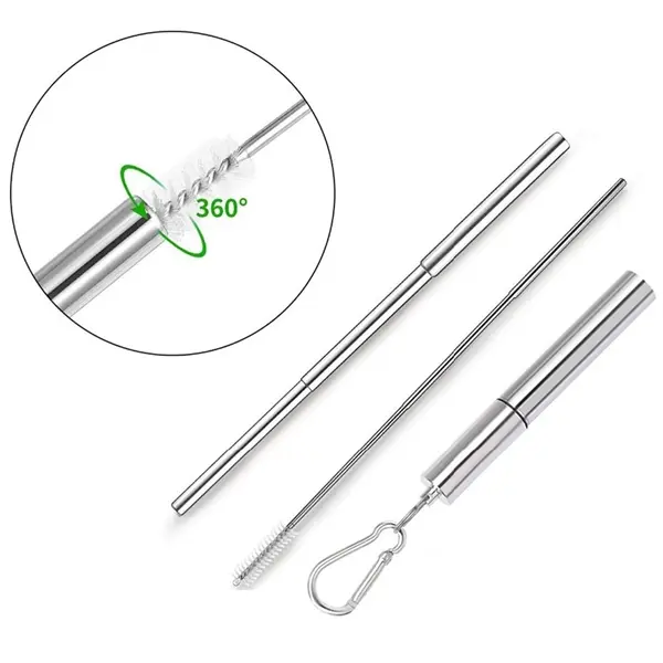 Stainless steel telescopic straw with shell and brush