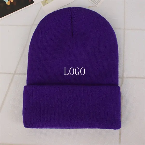 6" acrylic fibers plain knit cap
