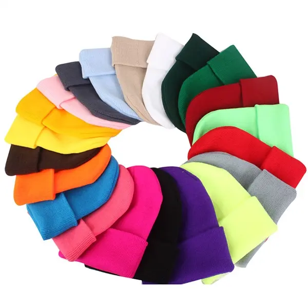 6" acrylic fibers plain knit cap