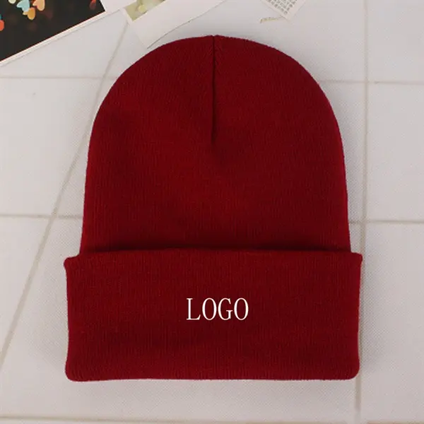 6" acrylic fibers plain knit cap