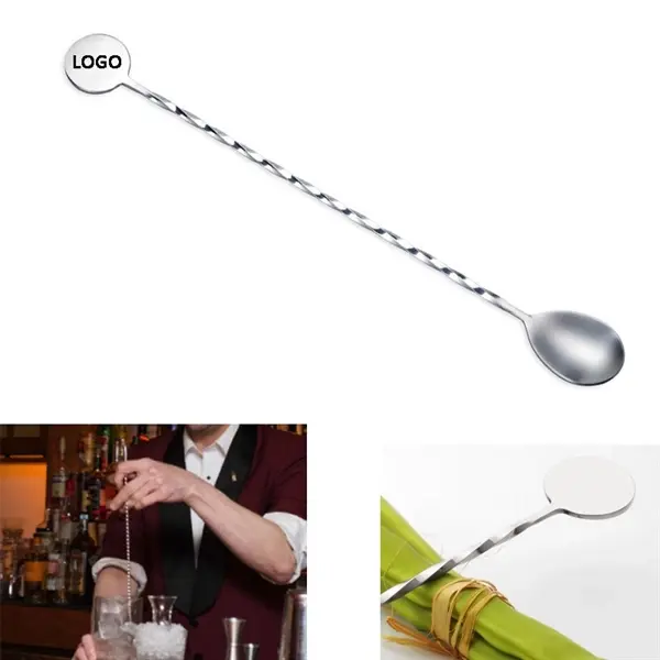 Stainless Steel Mixing Spoon Spiral Pattern Bar Cocktail Spo