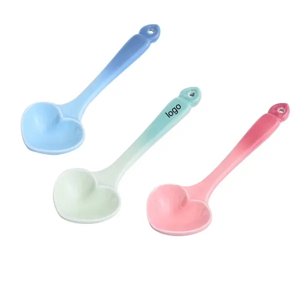 Color Glaze Gradient Heart Shaped Ceramic Spoon