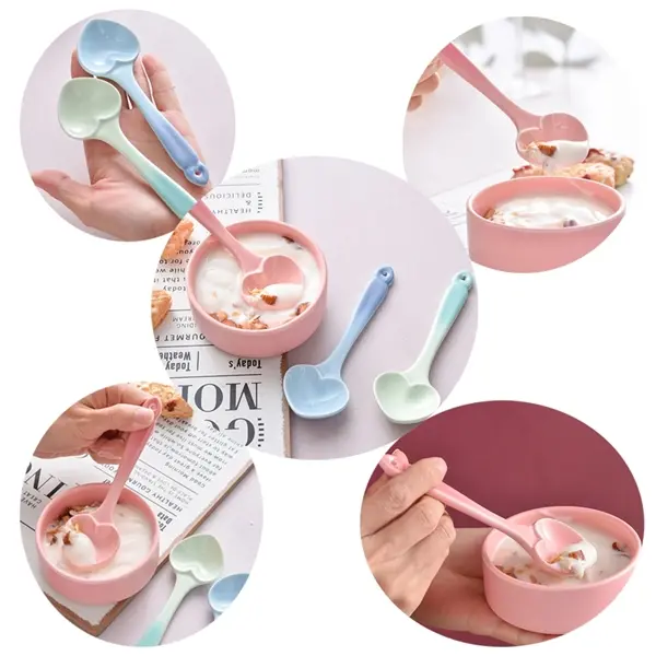 Color Glaze Gradient Heart Shaped Ceramic Spoon