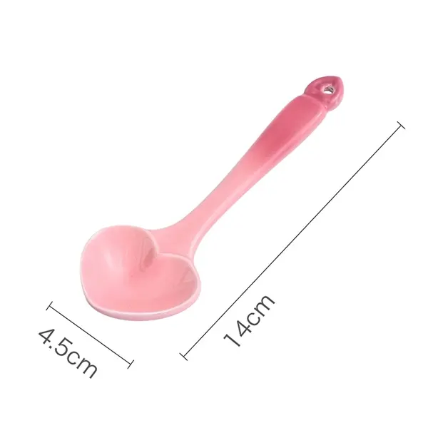 Color Glaze Gradient Heart Shaped Ceramic Spoon