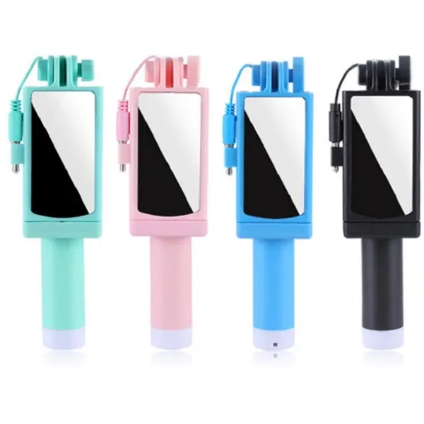 Retractable self timer with mirror