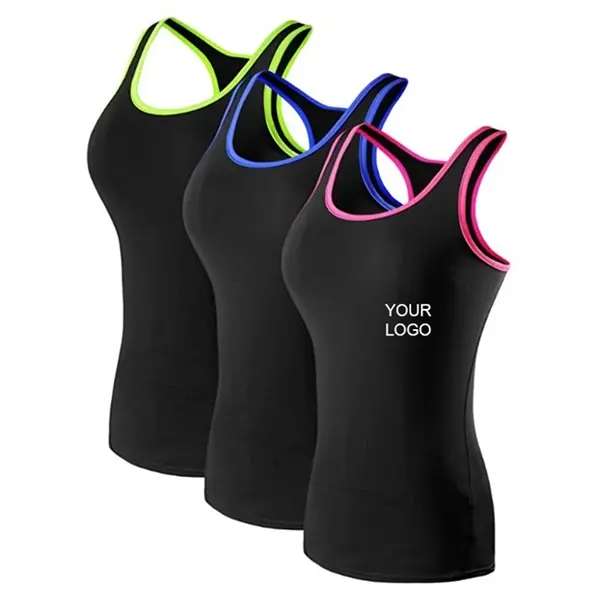 Color stripe sports wide shoulder vest