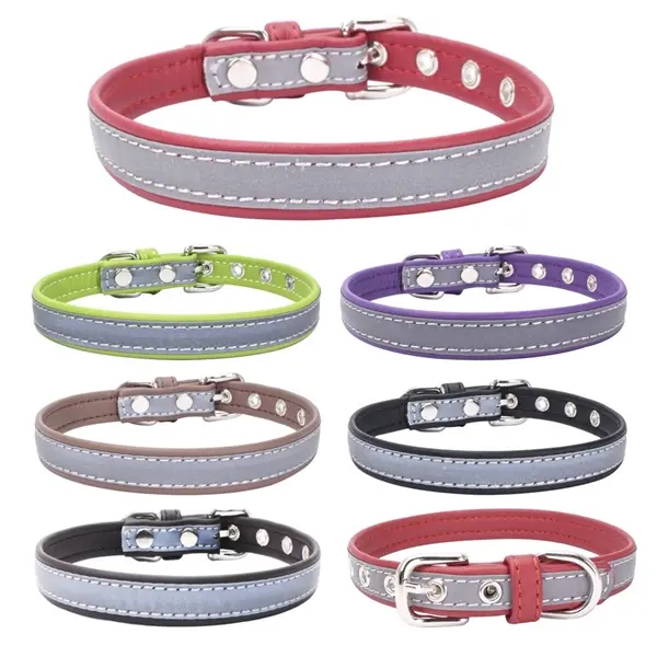 Reflective Adjustable PU Pet Collar