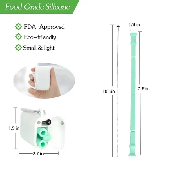 Reusable Foldable Drinking Straw Silicone Straw with Carryin