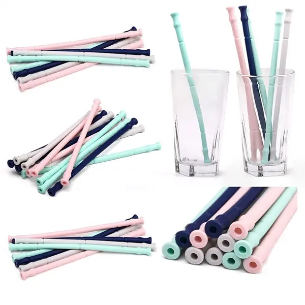 Reusable Foldable Drinking Straw Silicone Straw with Carryin
