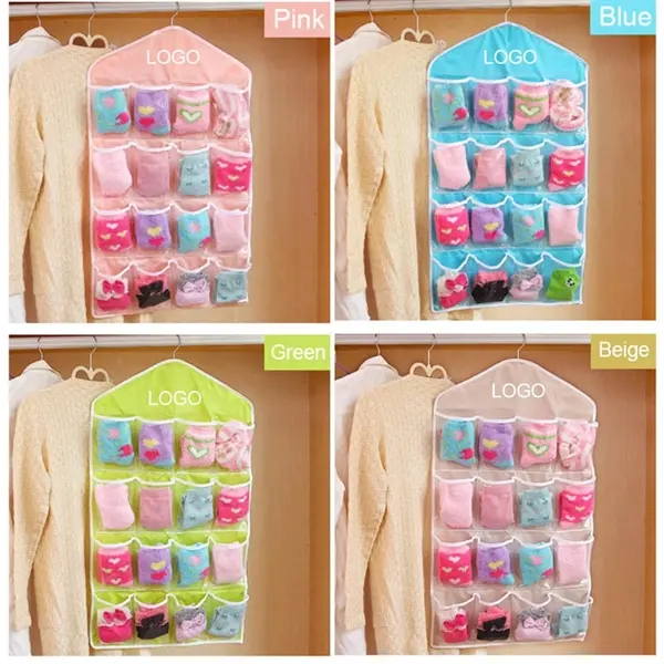 16 grid wardrobe hanging socks storage bag