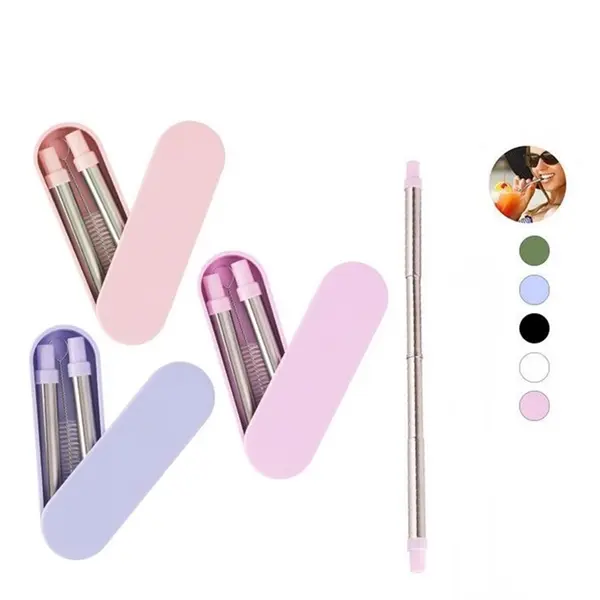 Collapsible Telescopic Straw Set In Case