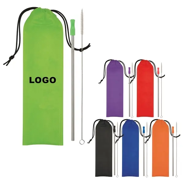 Stainless Steel Straw Kit With Silicone Tip