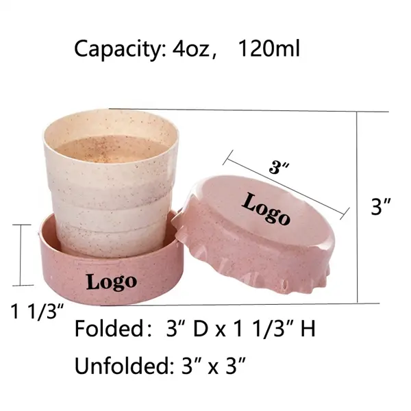 4oz Wheat Straw Foldable Collapsible Cup Bottle