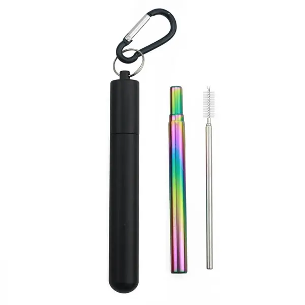 Stainless Steel Reusable Travel Collapsible Straw with Brush