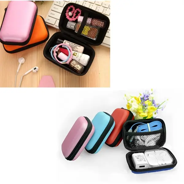 Cute Portable Headset Data Cable Storage Bag Change Zipper