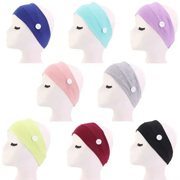 Headbands with Buttons for Holding Face Cover