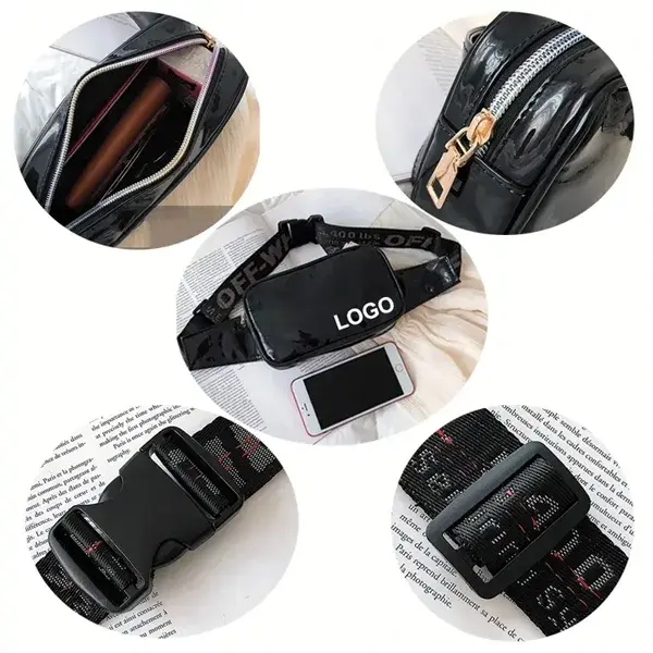 PU Zipper Iridescence Fanny Pack Bag