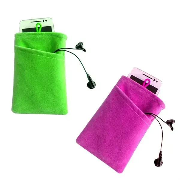 Portable Soft Flannel Storage Drawstring Bag For Cellphone