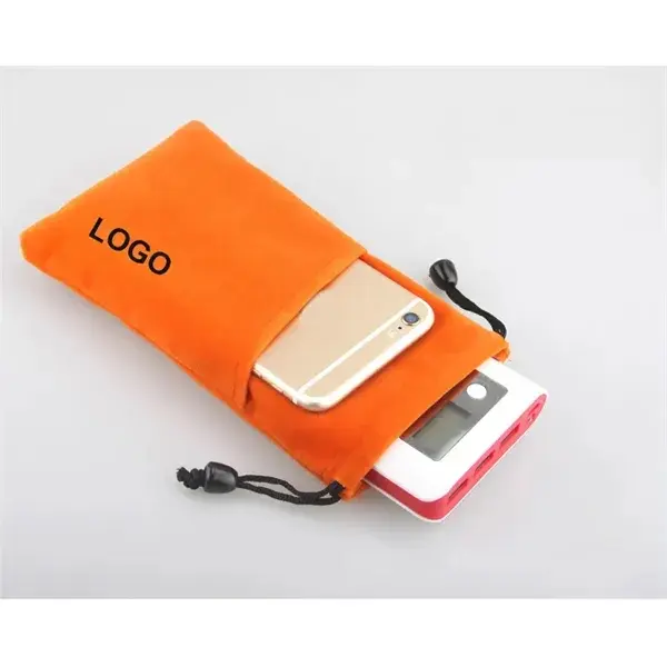 Portable Soft Flannel Storage Drawstring Bag For Cellphone