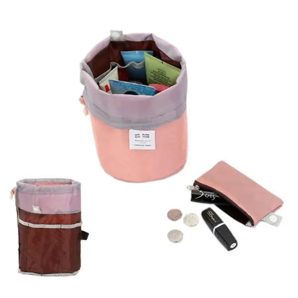 Travel Toiletry Cylinder Drawstring Wash Bag