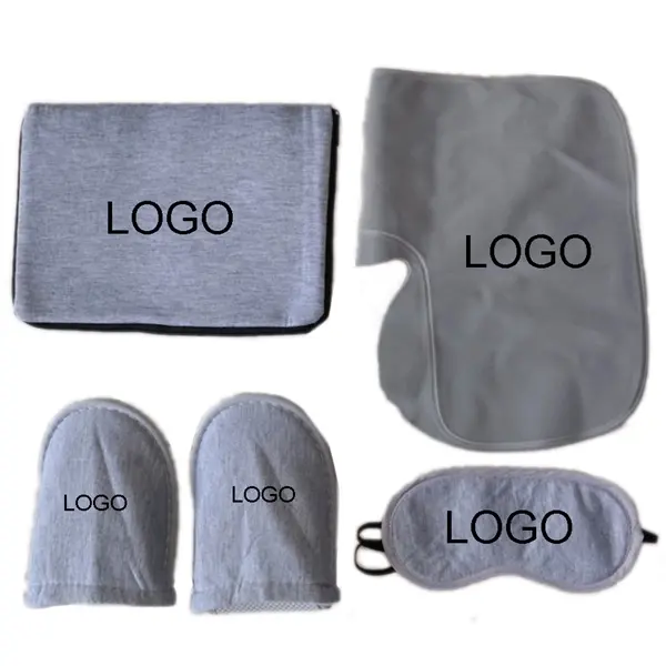 Travel Pillow Kit W/ Slippers & Eye Mask